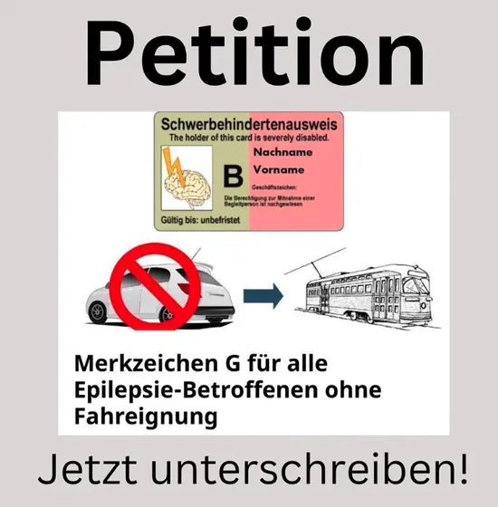 Petition: "Merkzeichen G für alle Epilepsie-Betroffenen ohne Fahreignung."